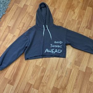 Good Things Ahead Grey Cropped Hoodie